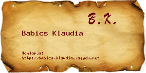 Babics Klaudia névjegykártya